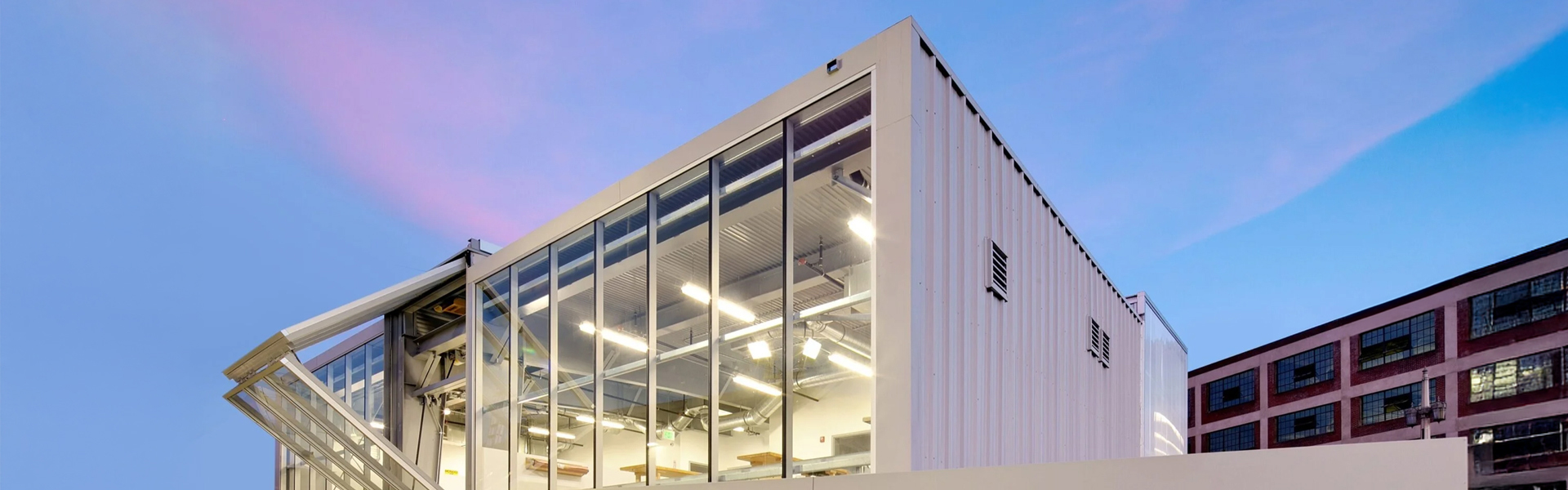 SCI-Arc Magic Box building with floor-to-ceiling glass and metal panels